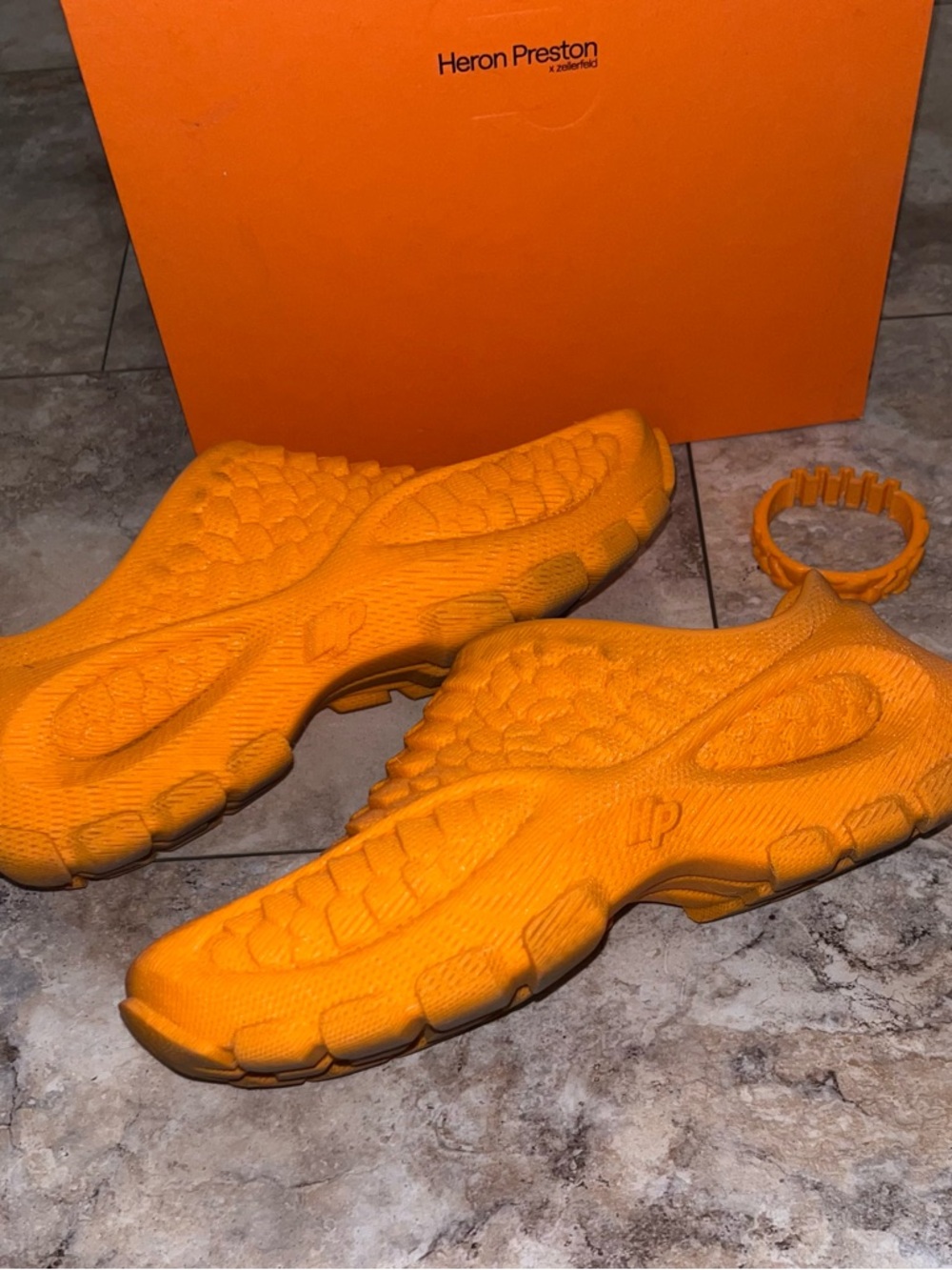 Heron Preston x Zellerfeld HERON01 0.8 Beta 3D Printed Slip-On Sneakers Orange